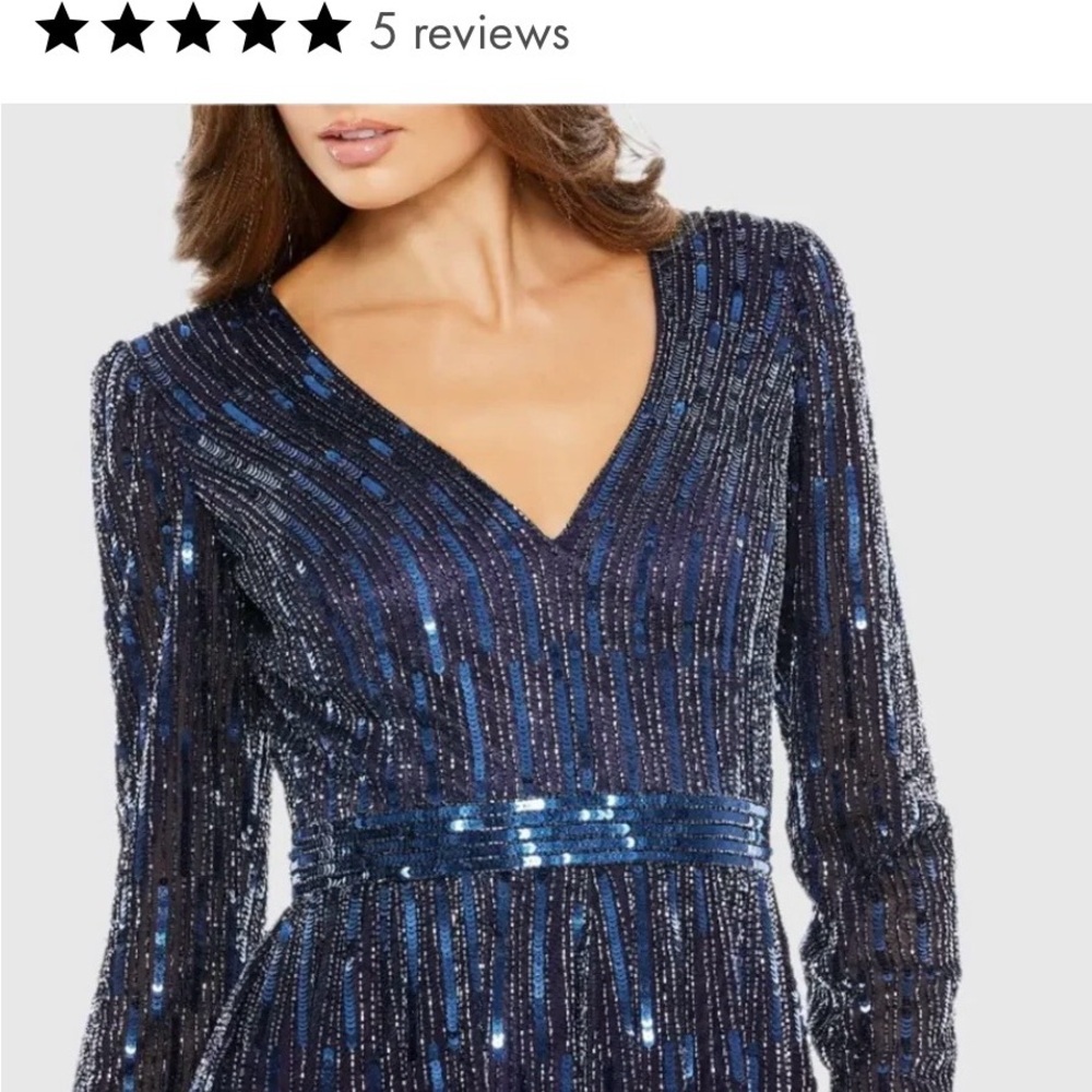 Mac Duggal Midnight Blue Sequin Gown - Event Cancelled, Never Worn